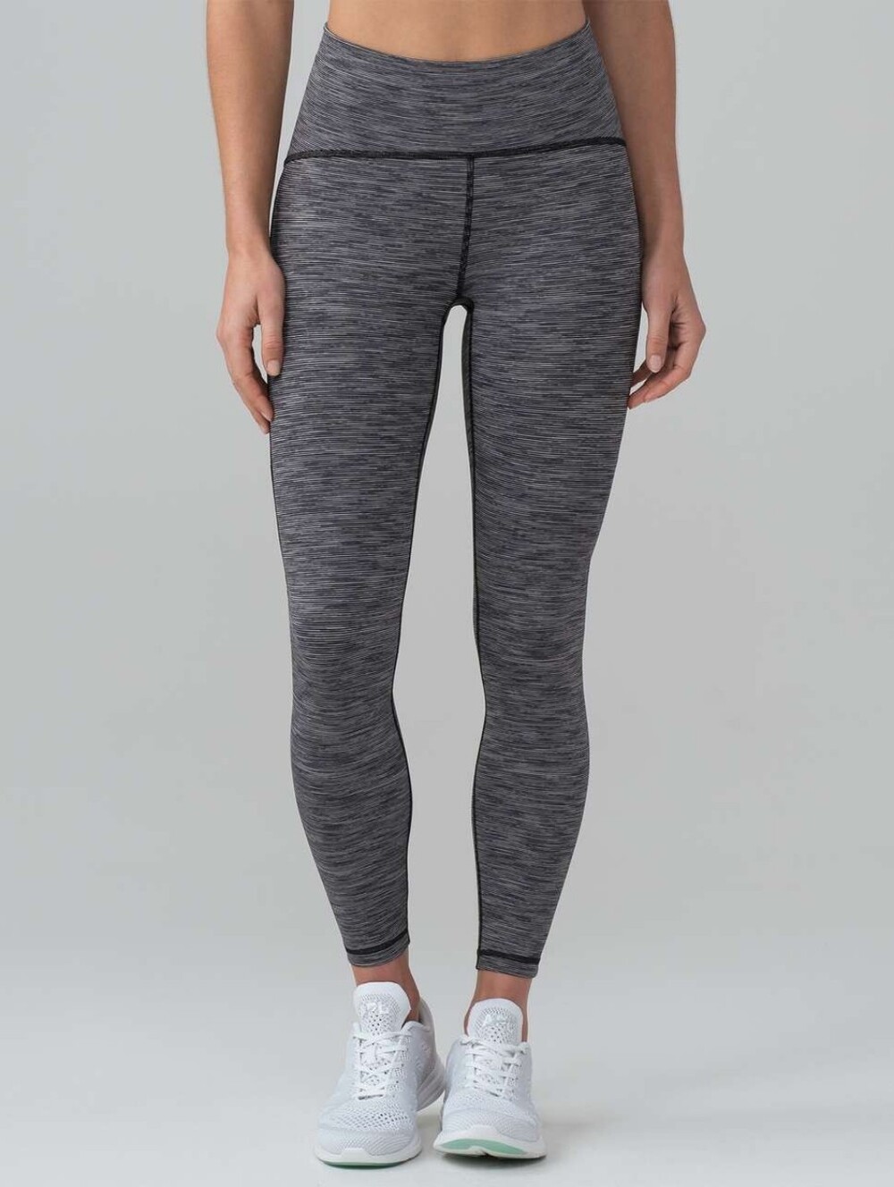 Lululemon Train Times 7/8 Pants 25" Leggings High Rise Size 8 Black/Grey Stripe
